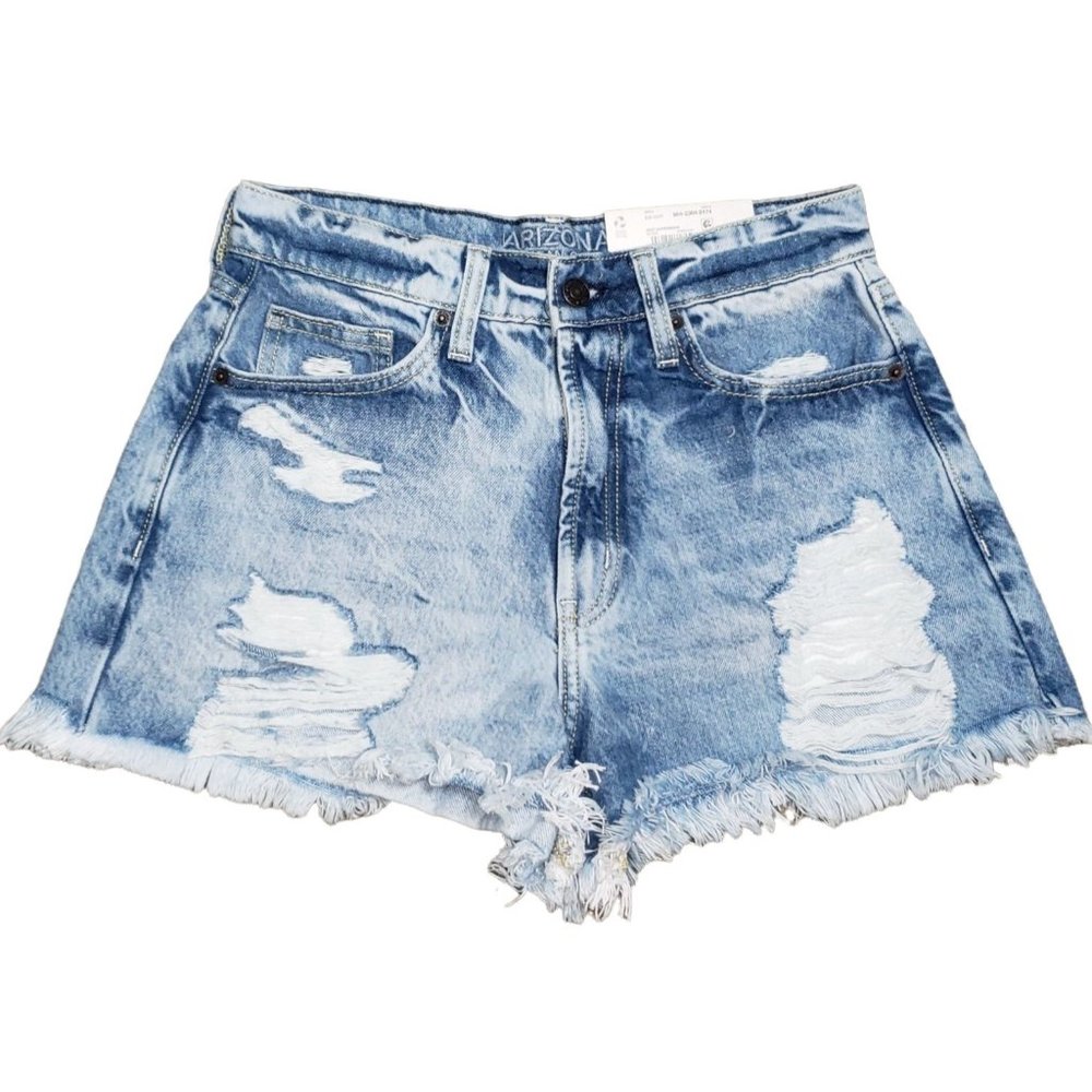 Arizona Sz 3 distressed high-waisted  light wash shortie shorts new with tags